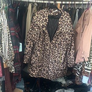 Leopard Print Coat with Gold Accents